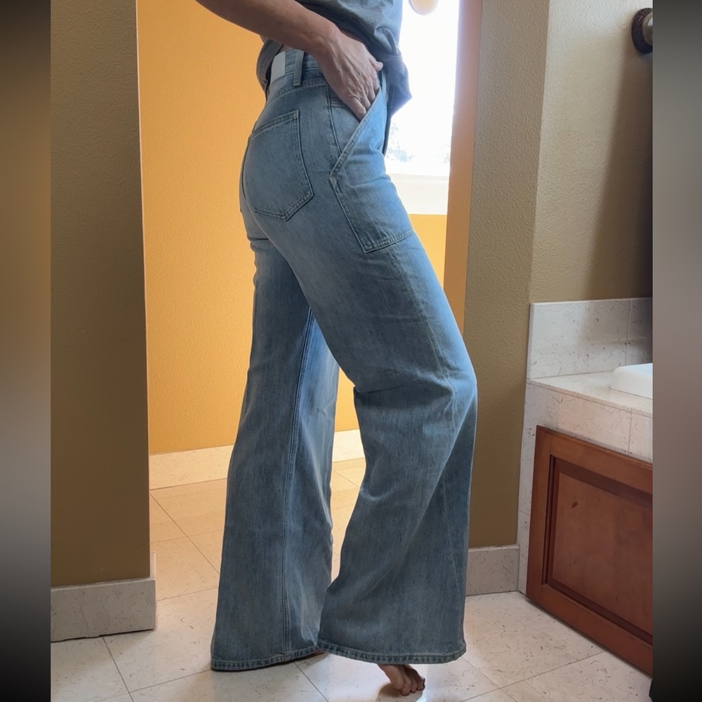 Pistola Ruby Utility Mid-Rise Palazzo Wide-Leg Jeans.  Anthropologie. Size 28